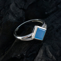 Aiko Blue Solitaire Ring Sterling Silver Gemstone