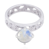 Teresa Filigree White Solitaire Ring Rainbow Moonstone White