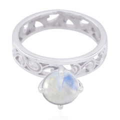 Teresa Filigree White Solitaire Ring Rainbow Moonstone White