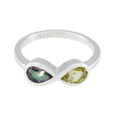 Li Lee Toi et Moi gemstone ring with two pear-shaped gemstones in silver setting