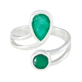 Hanna toi et moi ring green gemstone with pear and round shaped stones in silver band