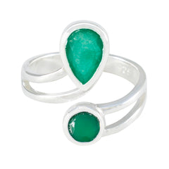 Hanna toi et moi ring green gemstone with pear and round shaped stones in silver band