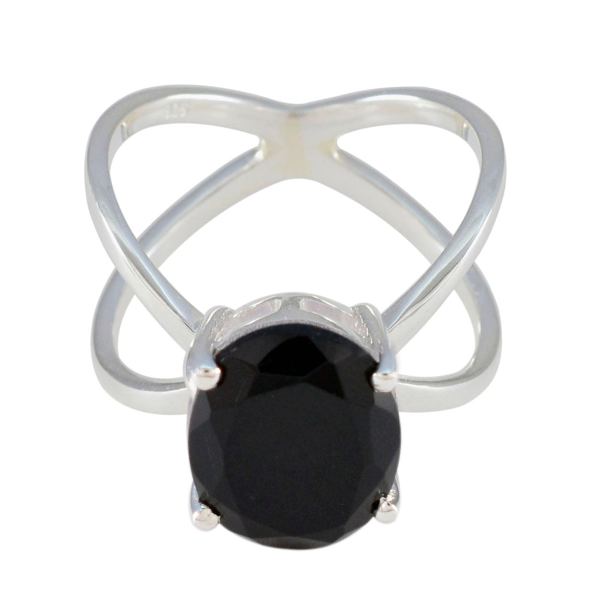 Lea Traditional Black Solitaire Ring Black Onyx Black