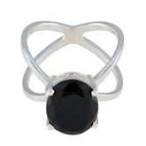 Lea Traditional Black Solitaire Ring Black Onyx Black