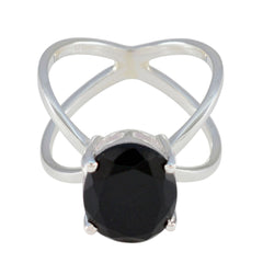 Lea Traditional Black Solitaire Ring Black Onyx Black