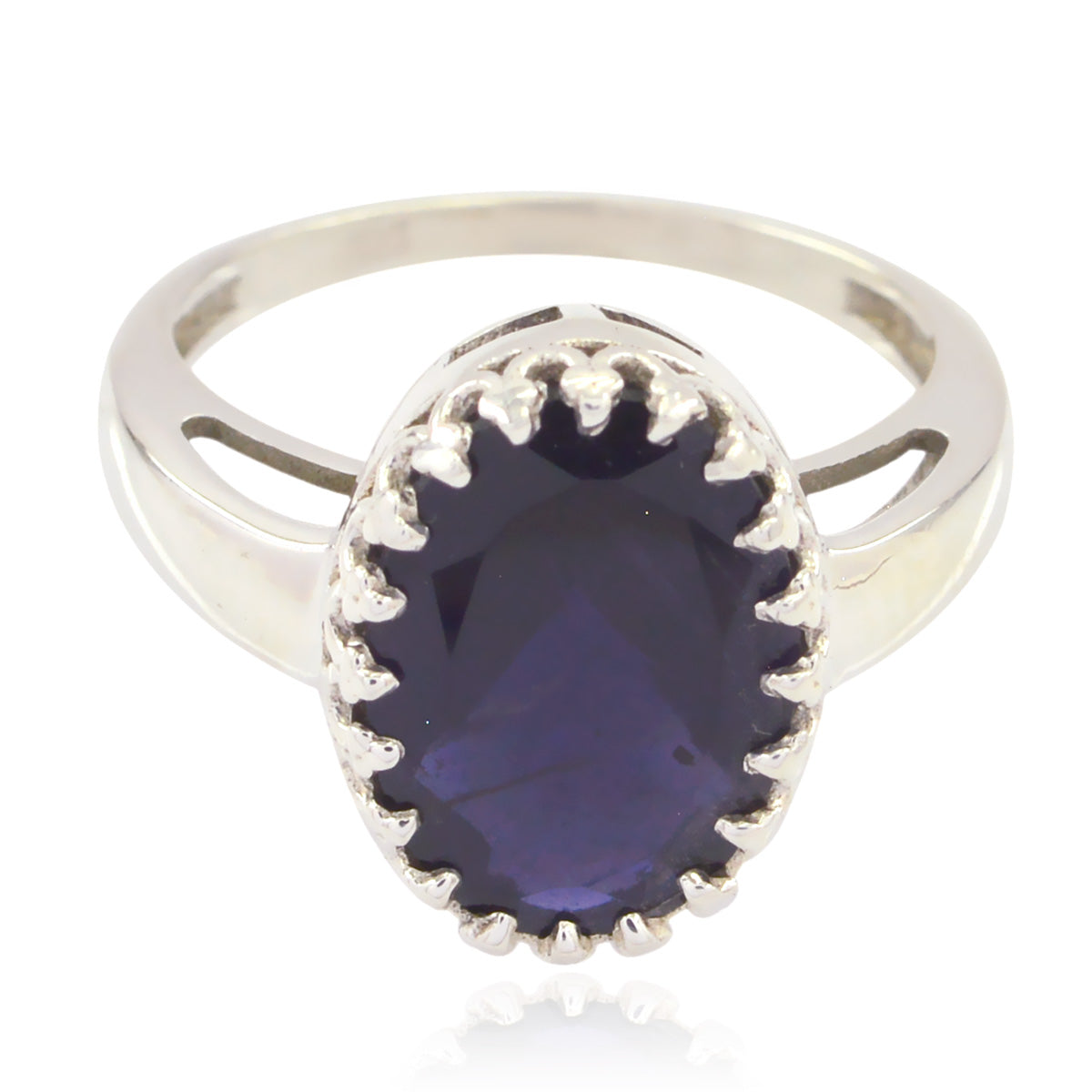 Dewi Traditional Blue Solitaire Ring Iolite Blue
