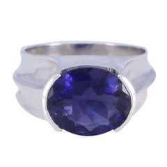 Scarlett Traditional Blue Solitaire Ring in Silver