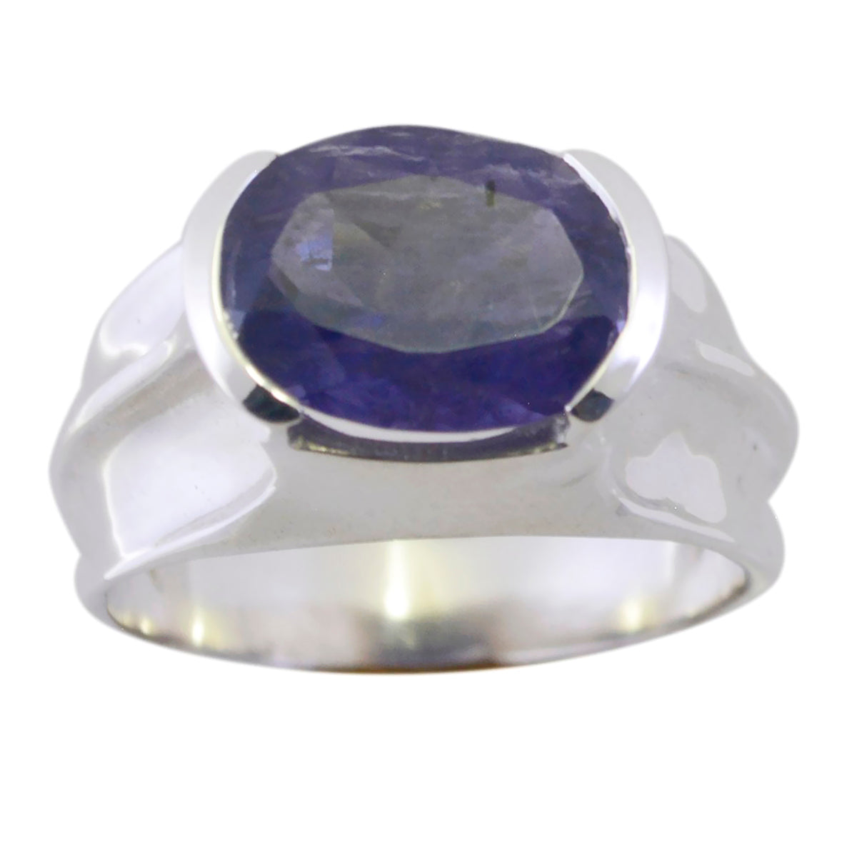Scarlett Traditional Blue Solitaire Ring in Silver Iolite Blue