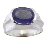 Scarlett Traditional Blue Solitaire Ring in Silver Iolite Blue