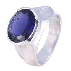 Scarlett Traditional Blue Solitaire Ring in Silver