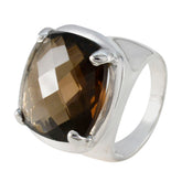 Ines Traditional Brown Solitaire Ring Smoky Quartz Brown