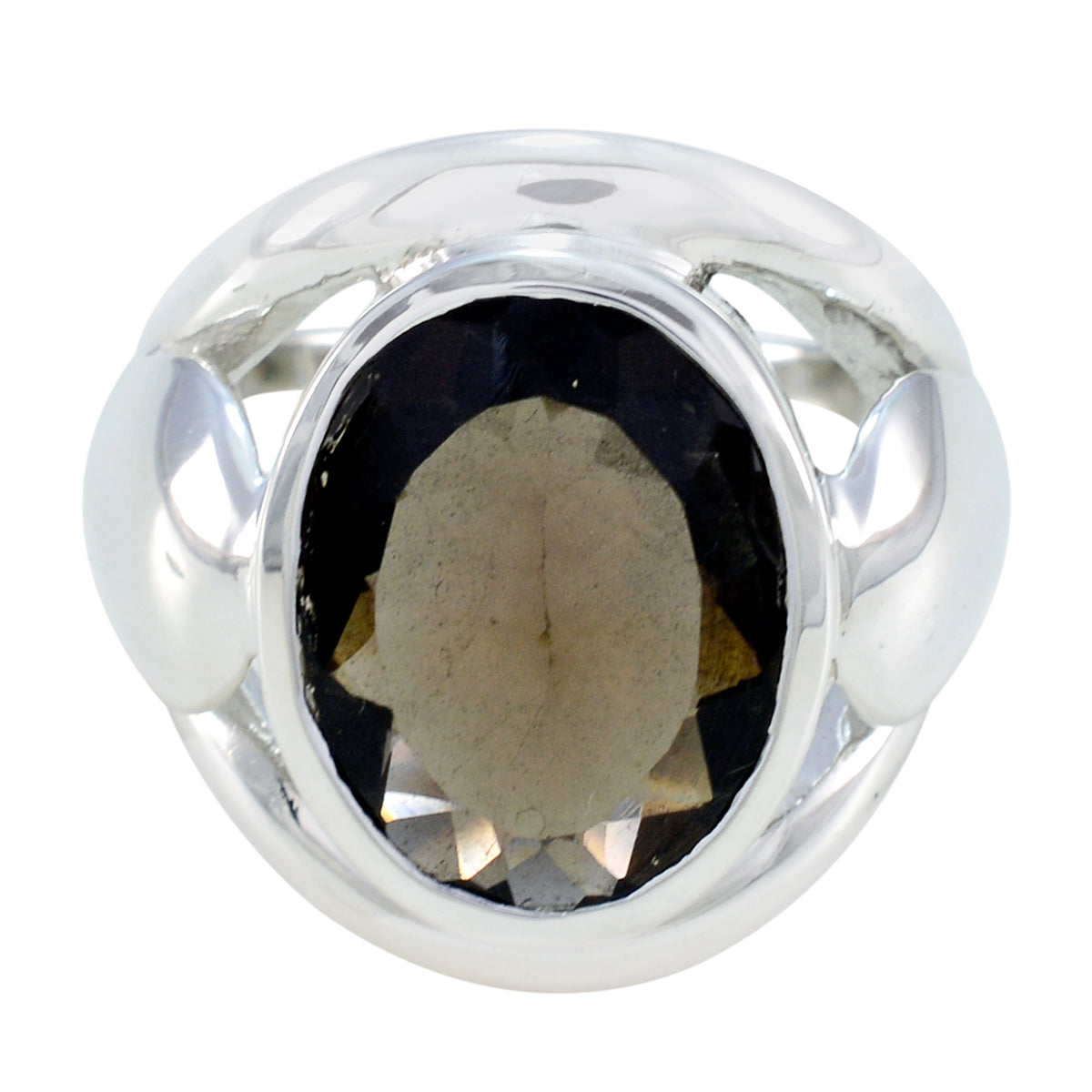 Aurora Traditional Brown Solitaire Ring Smoky Quartz Brown