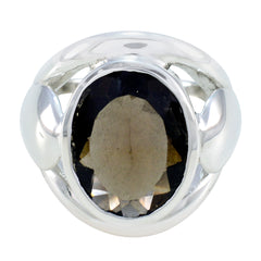 Aurora Traditional Brown Solitaire Ring Smoky Quartz Brown