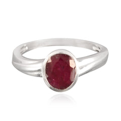 Kristine Traditional Red Solitaire Ring Indian Ruby Red
