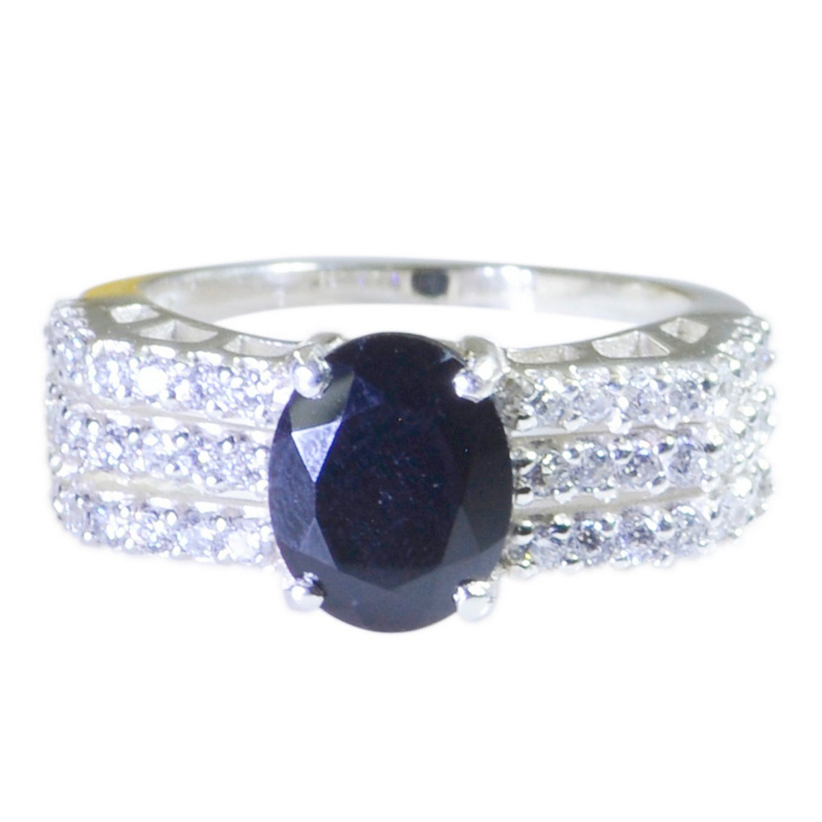 Ayesha Trendy Black Halo Ring with Sparkling Crystals Black Onyx Black