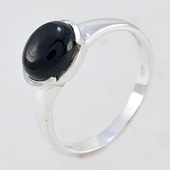Jia Trendy Black Solitaire Ring with Sleek Silver Band