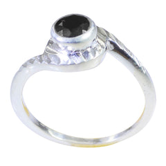 Saanvi Trendy Black Solitaire Ring with Sterling Silver Black Onyx Black