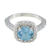 Angeles Trendy Blue Halo Ring with Gemstone Accents Blue Topaz Blue