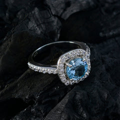 Angeles Trendy Blue Halo Ring with Gemstone Accents