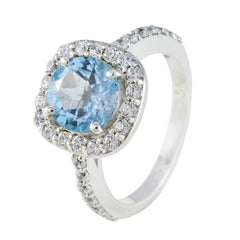 Angeles Trendy Blue Halo Ring with Gemstone Accents
