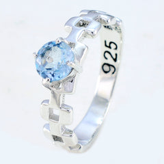 Eliza Trendy Blue Solitaire Ring in Sterling Silver