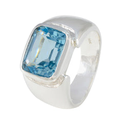 Nella Trendy Blue Solitaire Ring with Sterling Silver