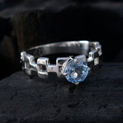 Eliza Trendy Blue Solitaire Ring in Sterling Silver