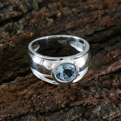 Olivia Trendy Blue Solitaire Ring in Sterling Silver