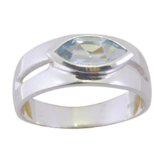 Angeles Trendy Blue Solitaire Ring with Silver Band