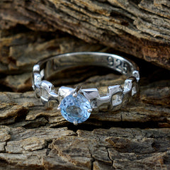 Eliza Trendy Blue Solitaire Ring in Sterling Silver