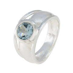 Olivia Trendy Blue Solitaire Ring in Sterling Silver