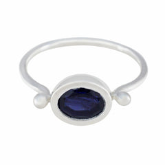 Camilla Trendy Blue Solitaire Ring in Silver Iolite Blue