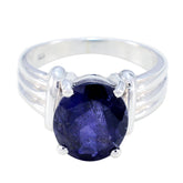 Putri Trendy Blue Solitaire Ring with Silver Band Iolite Blue