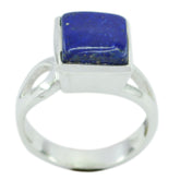 Laura Trendy Blue Solitaire Ring with Silver Band Lapis Lazuli Blue