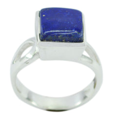 Laura Trendy Blue Solitaire Ring with Silver Band Lapis Lazuli Blue