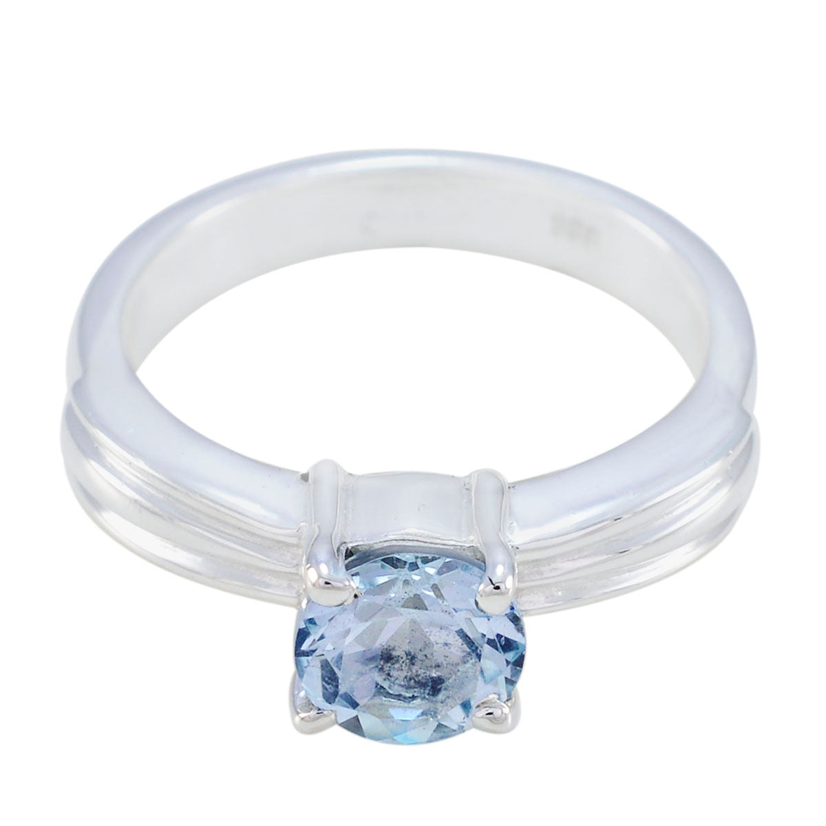 Amanda Trendy Blue Solitaire Ring with Silver Band Blue Topaz Blue