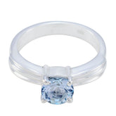Amanda Trendy Blue Solitaire Ring with Silver Band Blue Topaz Blue