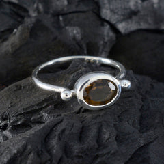 Chloe Trendy Brown Solitaire Ring in Silver