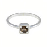 Riya Trendy Brown Solitaire Ring in Sterling Silver Smoky Quartz Brown