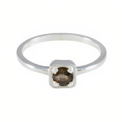 Riya Trendy Brown Solitaire Ring in Sterling Silver Smoky Quartz Brown