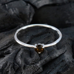 Nisa Trendy Brown Solitaire Ring in Sterling Silver