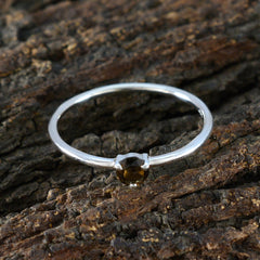 Nisa Trendy Brown Solitaire Ring in Sterling Silver