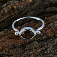 Chloe Trendy Brown Solitaire Ring in Silver