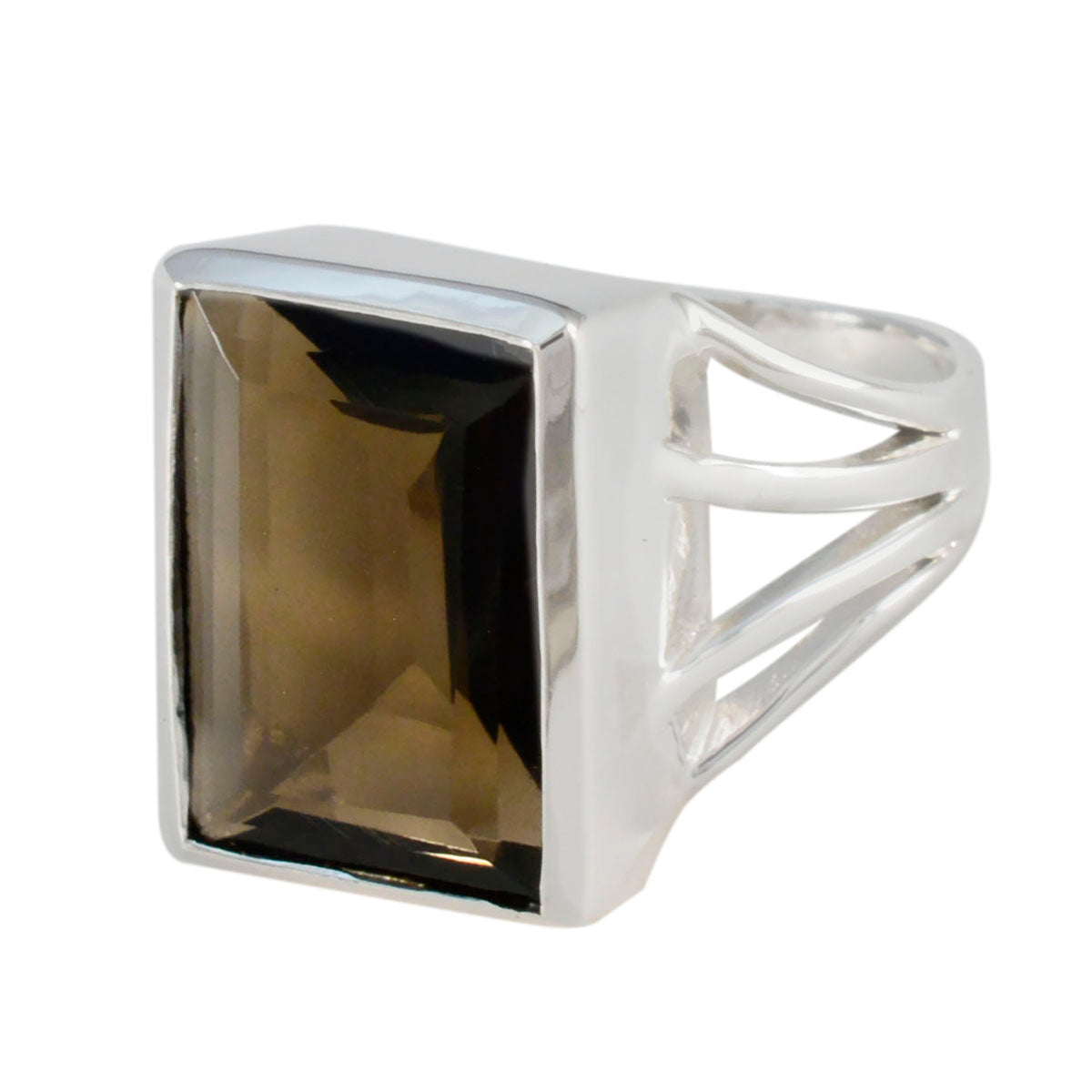 Penelope Trendy Brown Solitaire Ring Smoky Quartz Brown