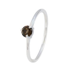 Nisa Trendy Brown Solitaire Ring in Sterling Silver