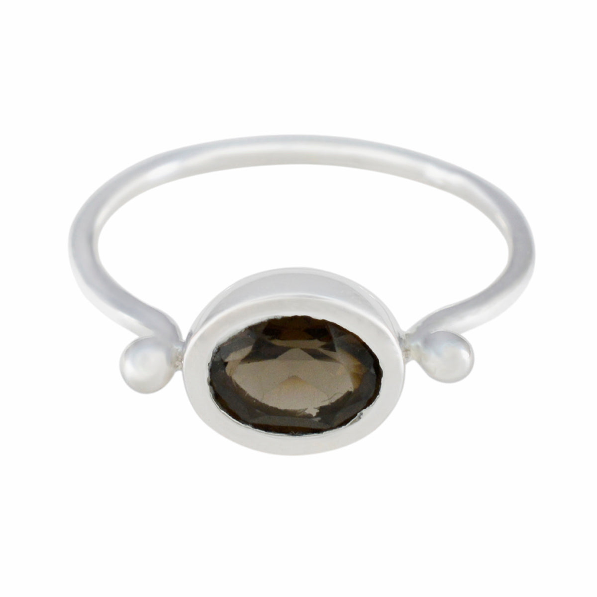 Chloe Trendy Brown Solitaire Ring in Silver Smoky Quartz Brown