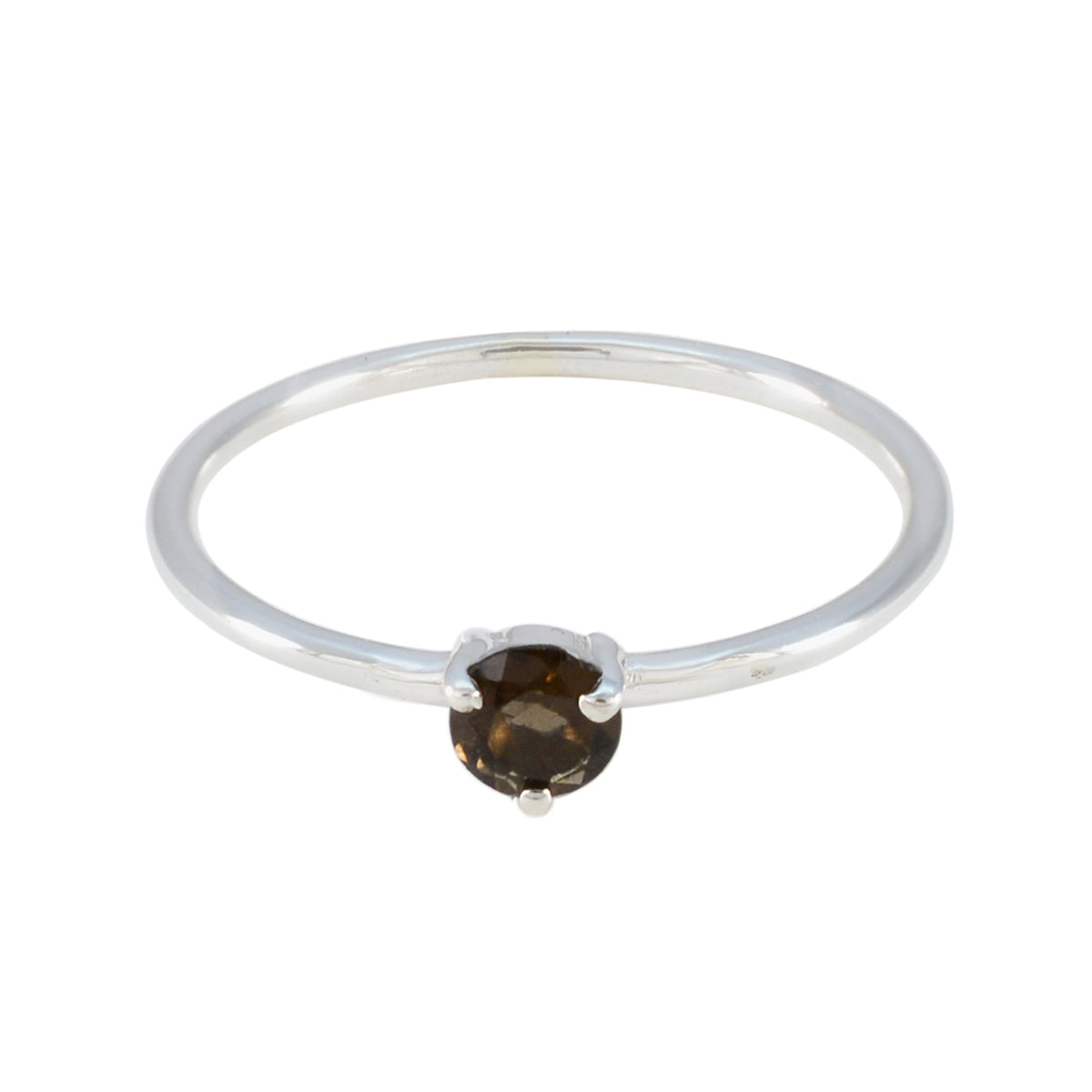 Nisa Trendy Brown Solitaire Ring in Sterling Silver Smoky Quartz Brown