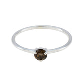 Nisa Trendy Brown Solitaire Ring in Sterling Silver Smoky Quartz Brown