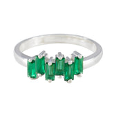 Ayesha sterling silver ring with five emerald cut stones in a row trendy green gemstone ring for everyday wear