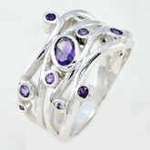 Angel silver ring with multiple purple gemstones trendy green gemstone ring style